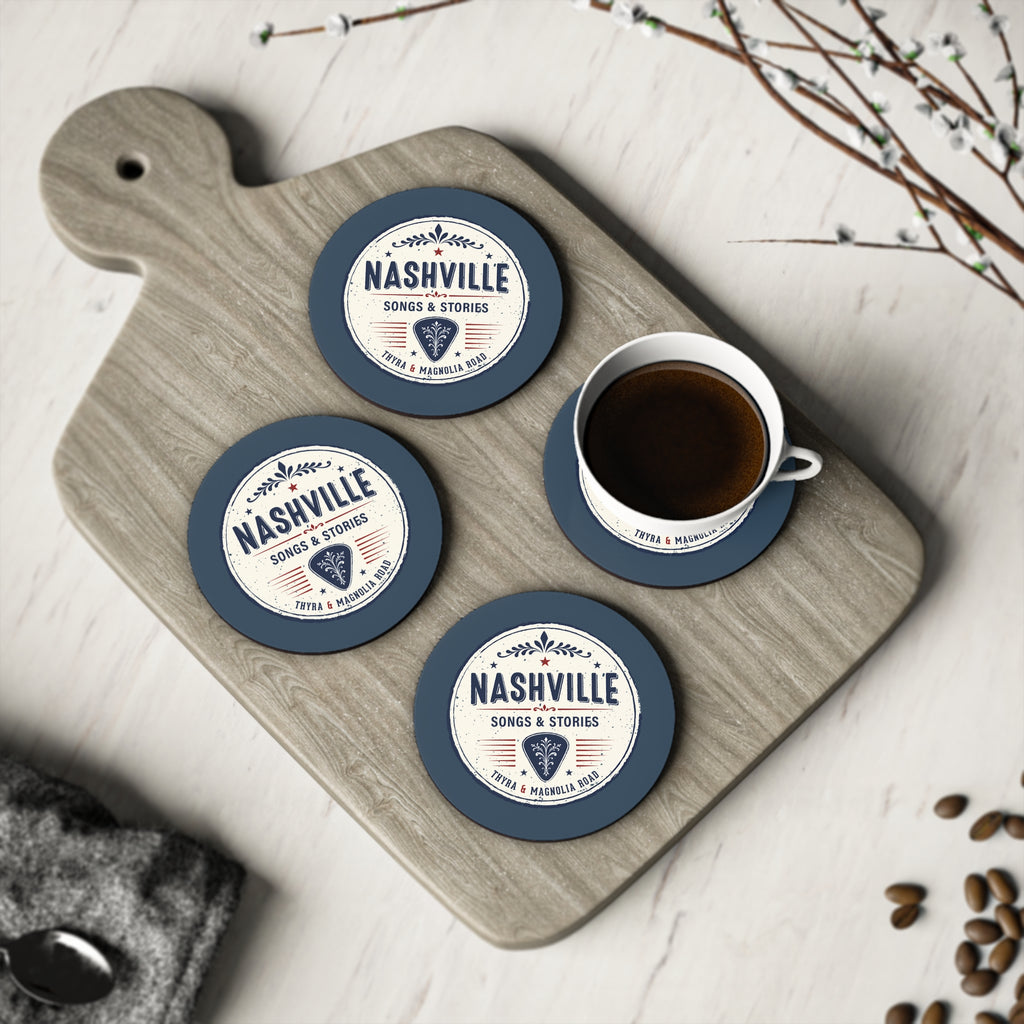 Nashville Songs & Stories Coaster — Retro Music City Drink Coaster (Set)