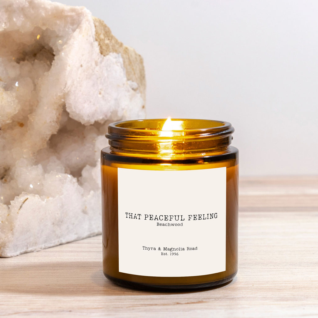 That Peaceful Feeling Beachwood Candle Amber Jar 4oz