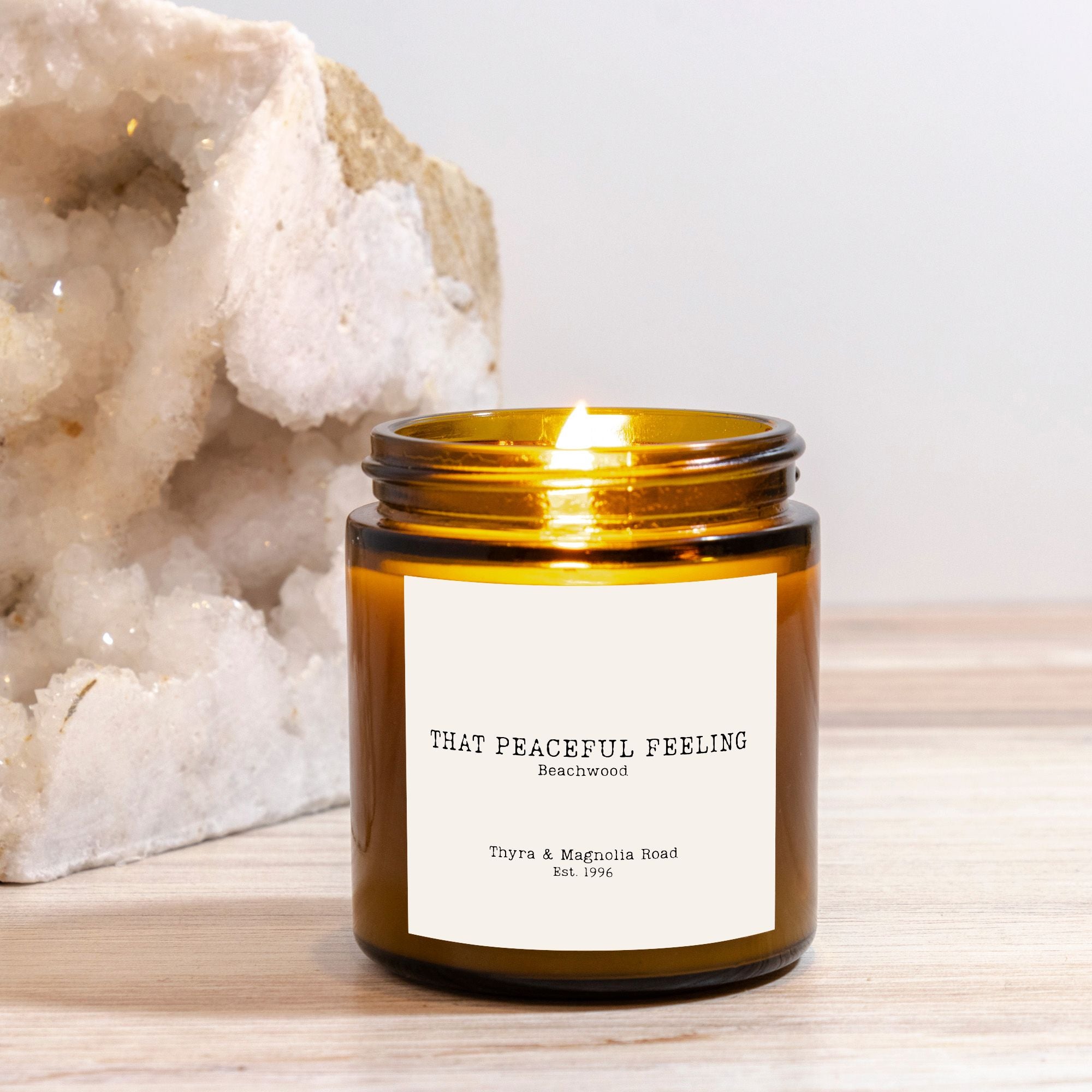 That Peaceful Feeling Beachwood Candle Amber Jar 4oz