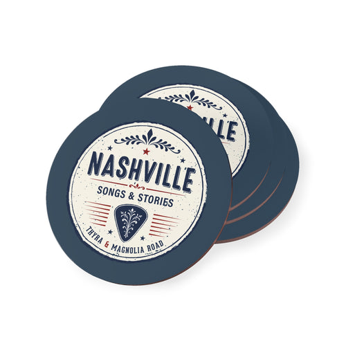 Nashville Songs & Stories Coaster — Retro Music City Drink Coaster (Set)
