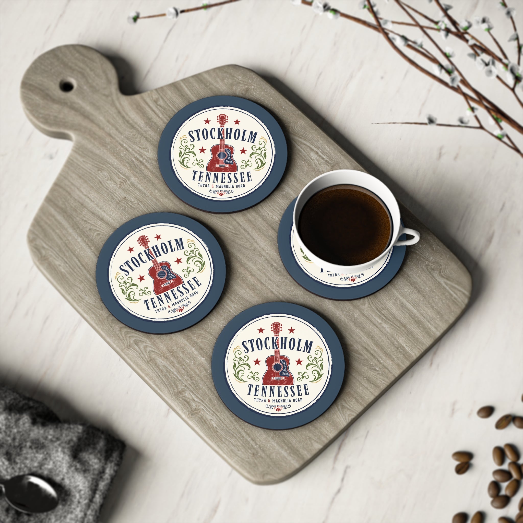 Stockholm Tennessee — Retro Music City Drink Coaster (Set)