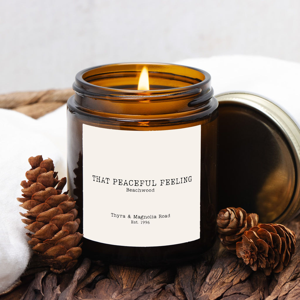 That Peaceful Feeling Beachwood Candle Amber Jar 4oz