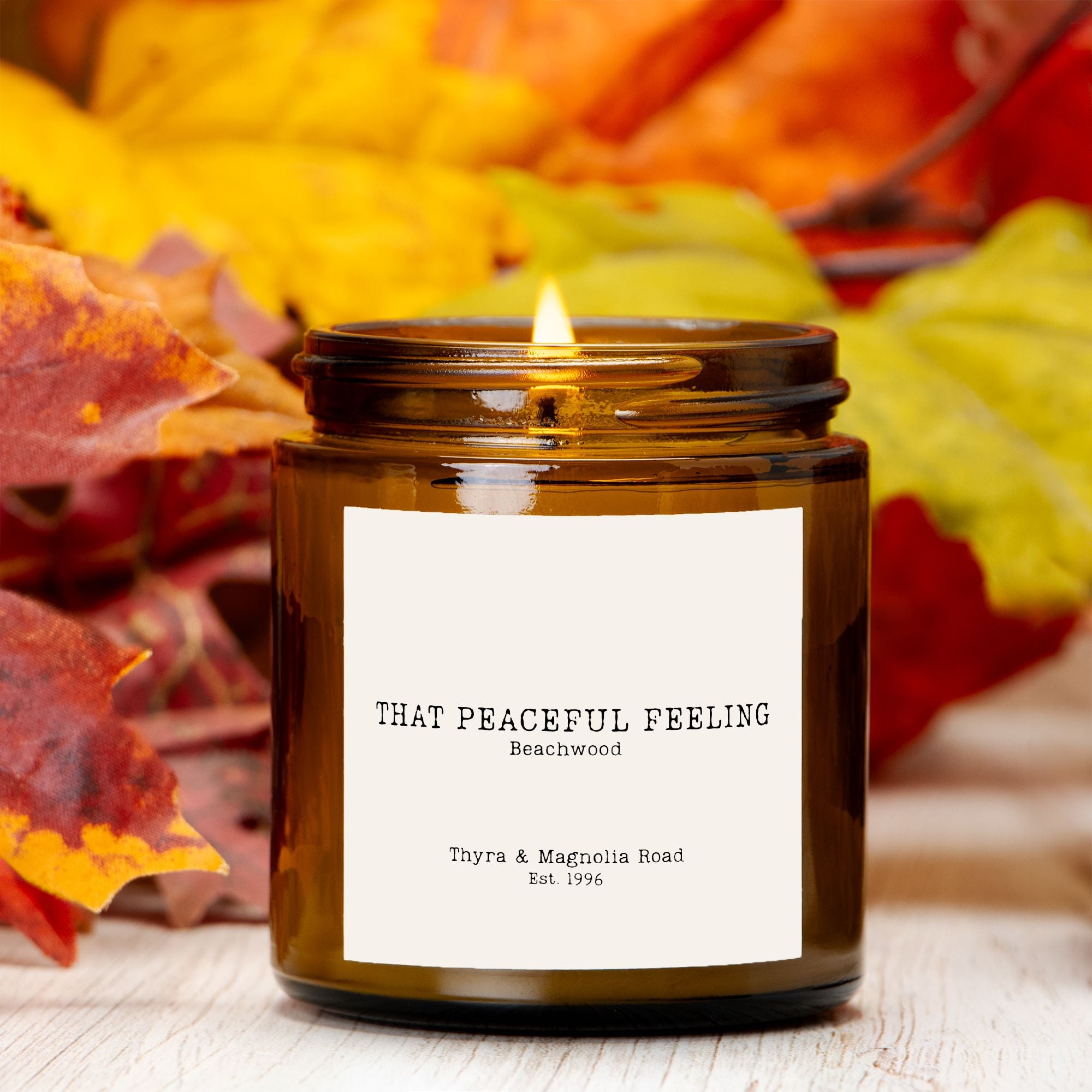 That Peaceful Feeling Beachwood Candle Amber Jar 4oz