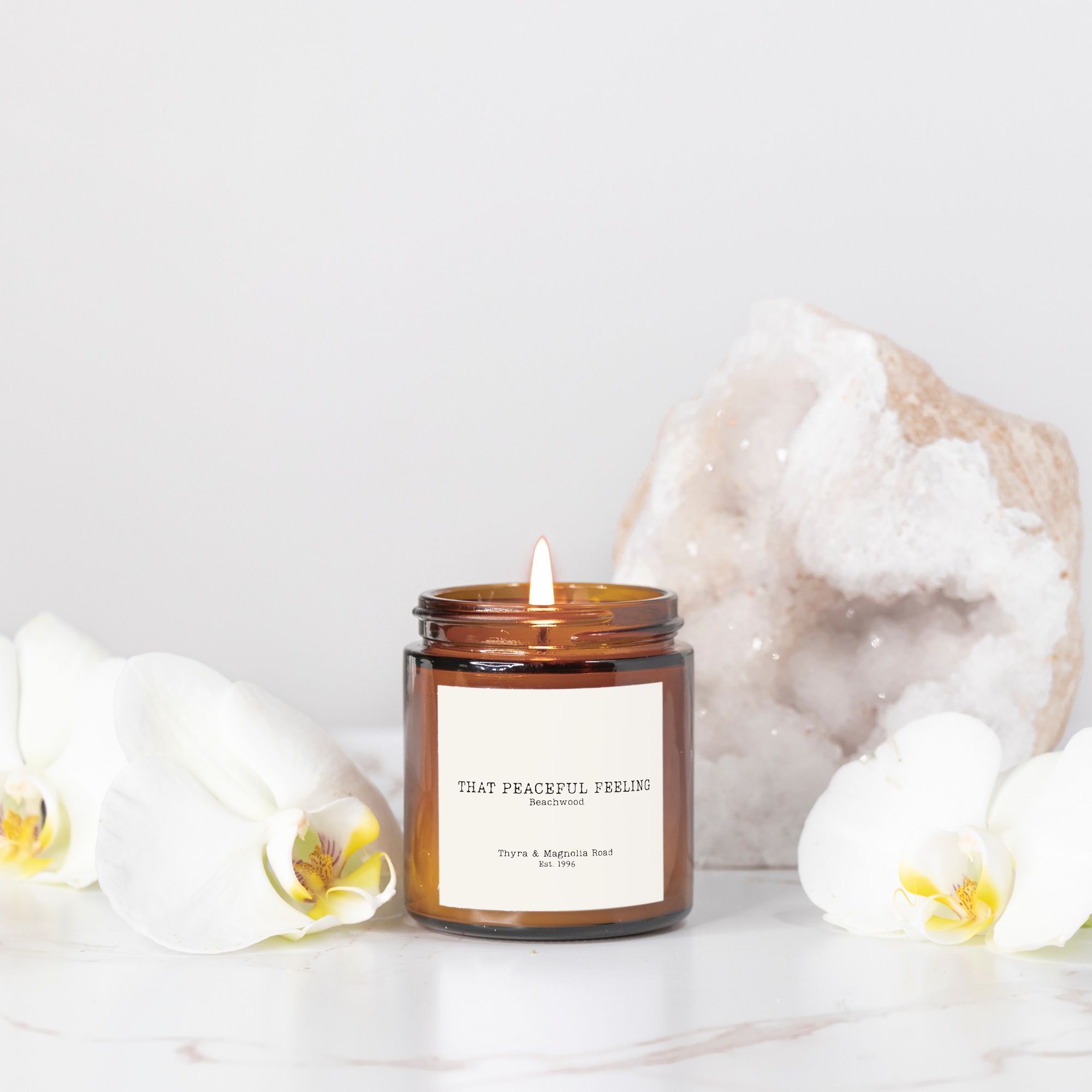 That Peaceful Feeling Beachwood Candle Amber Jar 4oz