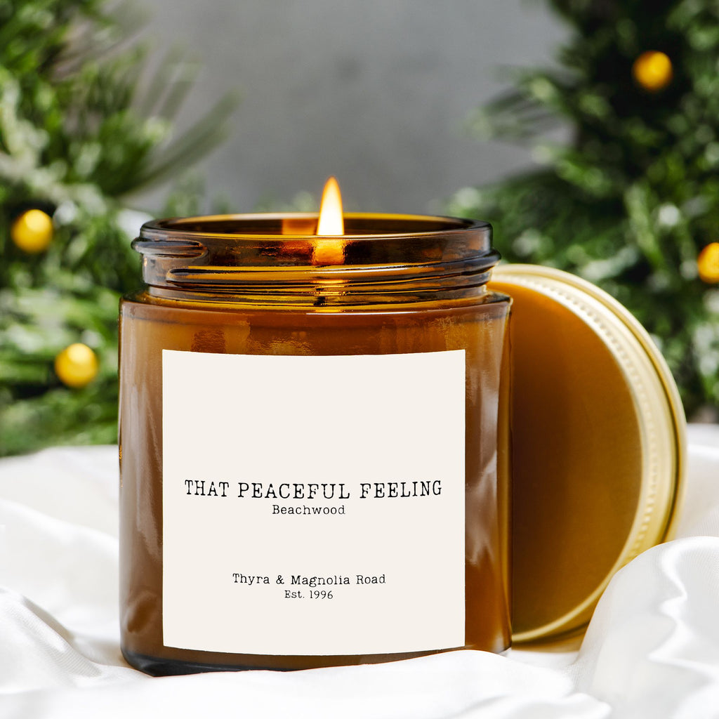 That Peaceful Feeling Beachwood Candle Amber Jar 4oz